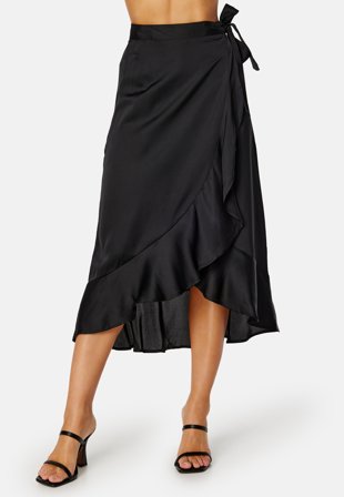 BUBBLEROOM Villima satin skirt Black Klær
