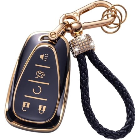 Chevy Chevrolet nøgleetui med nøglering, nøgleetui beskyttelse kompatibel med Chevy Malibu Equinox Traverse Camaro Cruze Blazer Volt