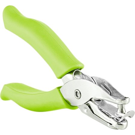Enhullsstans i metall, grønn, 1/4” hullstanser med myke håndtak for papir og håndverk, rund sirkelform