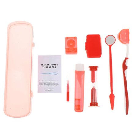 8 st/set Portabla ortodontiska tandvårdskit Förbrukningsvaror Oral hygien Mellanrumsborste Mun spegel Tandtråd + Skyddsvax