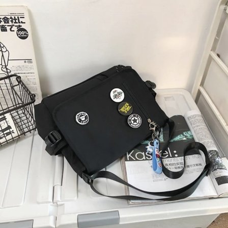 Student skolväskor Messenger Bag SVART