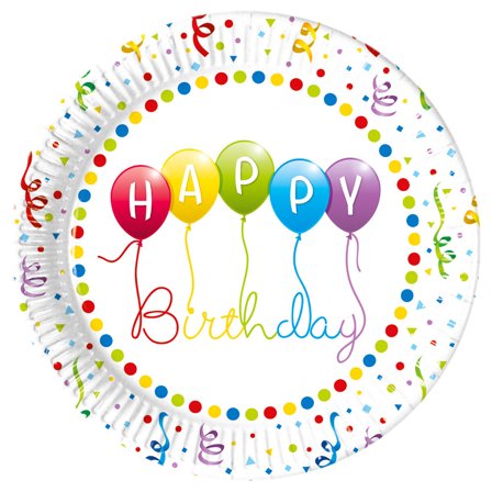 Happy Birthday Streamers Paptallerkener