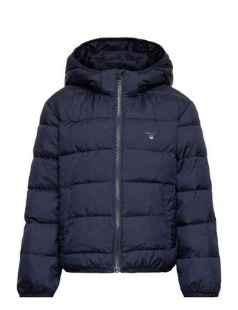 D2. Lt Weight Puffer Jacket Fôret Jakke Blå GANT