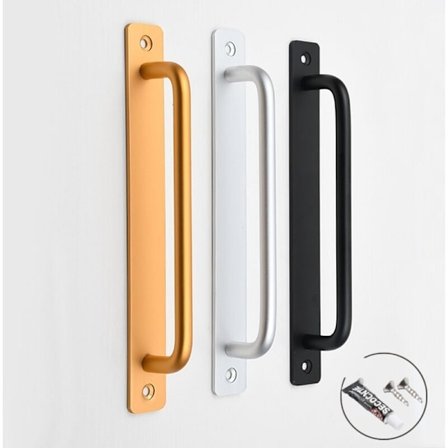 2 st dörrhandtag 5,8 tum/148 mm guld, två installationsmetoder, dörrhandtag för skjutdörr, garderob, fickdörr KLB