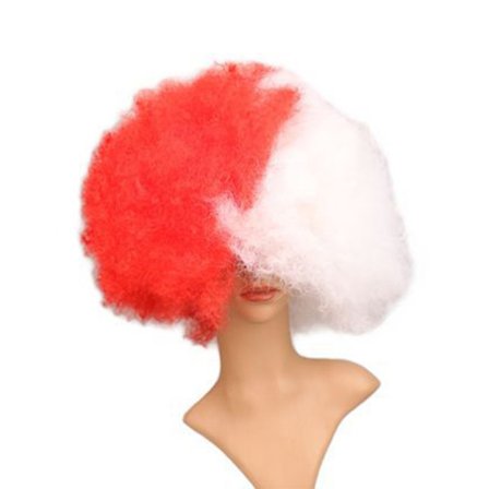 Afro Curly Wig Joker Cover WHITE&RED