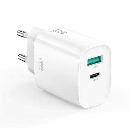 XO Vegglader 20W PD med USB-C, USB-A og USB-C til Lightning-kabel