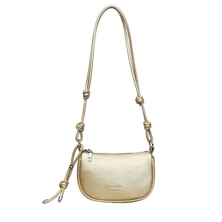 Gullfarget teksturert halvmåneveske, lett luksusstil, crossbody-veske for kvinner, avslappet crossbody-veske