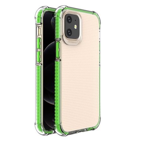 Spring Armor genomskinligt TPU gel robust skyddsfodral med färgglad ram för iPhone 12 mini grön