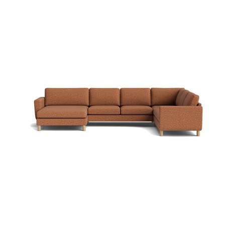 Haven U-Form Sofa, wendbar, Puente Braun Terracotta, einfarbig, modernes Design, bequeme Polsterung, großzügige Sitzfläche, Holzfüße, 86cm
