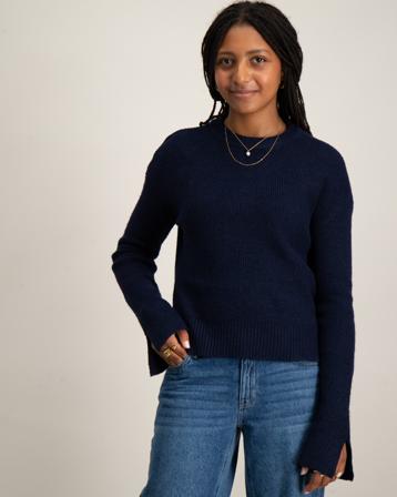 LMTD NLFLODET LS SHORT RIB KNIT Blau Pullover Mädchen - Kidsbrandstore