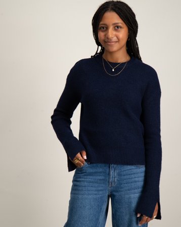 LMTD NLFLODET LS SHORT RIB KNIT Bleu Pulls Fille - Kids Brand Store