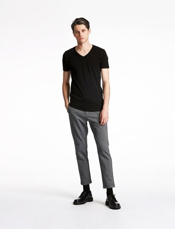 Lindbergh Mens Stretch V-Neck Tee S/S - Black - M