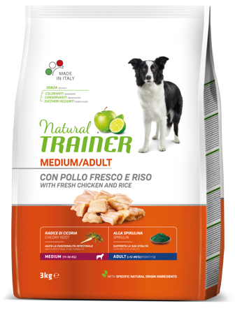 Natural Trainer Crocchette Pollo Fresco/Riso/Alga Spirulina Per