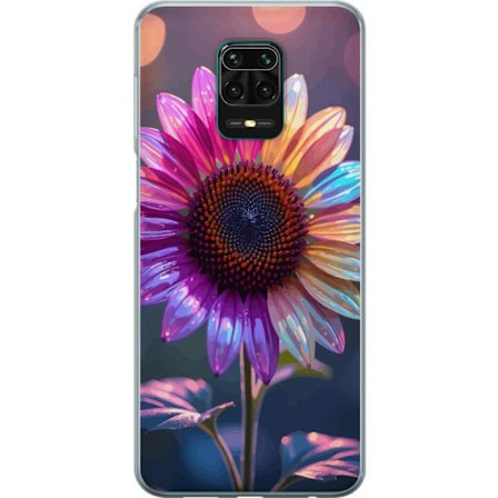 Yhteensopiva Puhelinkuori Xiaomi Redmi Note 9 Pro Iridescerende kukka, jossa kimaltelevat terälehdet vaaleanpunaisessa, violetissa ja kultaisessa sä