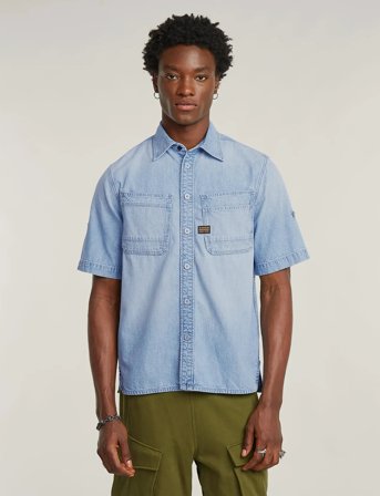 G-Star Slanted Double Pocket Regular Shirt - Blue - S
