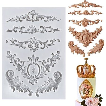 Barokk Utskåret Kakeform Blomsterblonder Retro Preget Fondant Silikon Glasur Sukkerform Matte Dekorere Cupcakes Sukkerhåndverk Godteri