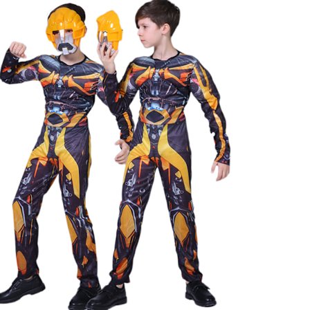 Halloween Muscle Costume Cosplay Barnens Hulk Costume Avengers Anime Costume (Muscle Bumblebee + Mask) S V
