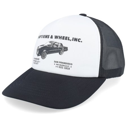 HUF - Weiss Trucker Cap - Rim & Wheels Hat White/Black Trucker @ Hatstore