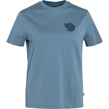 Fjällräven Women's Fox Boxy Logo T-Shirt in Dawn Blue/Blau, Bio-Baumwolle | Size: XL