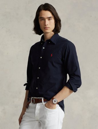 Polo Ralph Lauren Custom Fit Garment-Dyed Oxford Shirt - Navy - XL