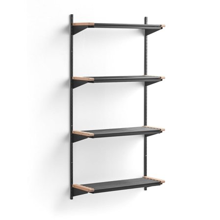 Skoreol JEPPE, 4 hylder, grundsektion, mørkegrå/birk, 1790x900x300 mm