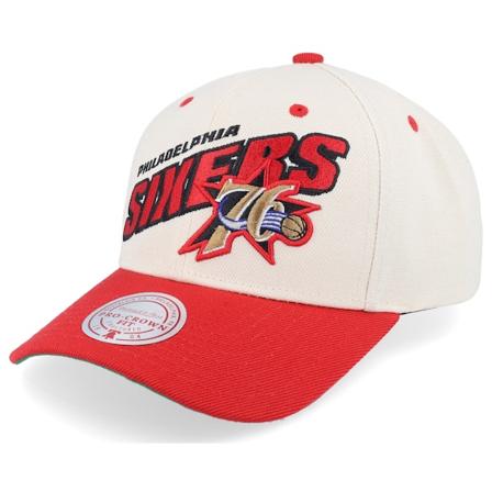 Mitchell & Ness - NBA Béžová adjustable Kšiltovka - Philadelphia 76ers Retro Type Pro Off White/Red Adjustable @ Hatstore
