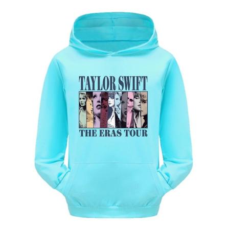 3-16-vuotiaiden lasten Pop Taylor Swift The Eras Tour -painettu huppari tyt ille ja pojille Sky Blue 9-10T 140CM