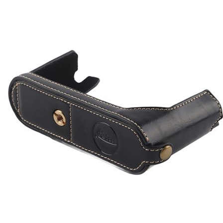 Leica Q2 Kamera PU Læder Halv Krops Beskyttelsesetui med Batterirumsåbning Sort