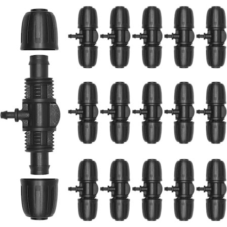 Bevattningsslangkoppling för trädgård, taggiga T-kopplingar droppbevattning