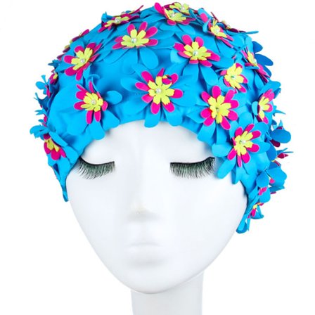 (Blå)Manuell Rhinestone Blomsterblad Retro Stil Badehette Ba,ZQKLA