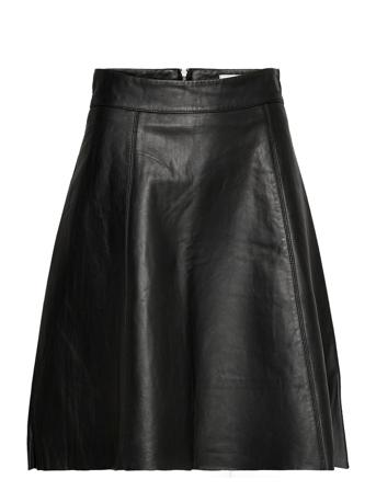Bio Leather Stelly C Skirt Black Mads Nørgaard