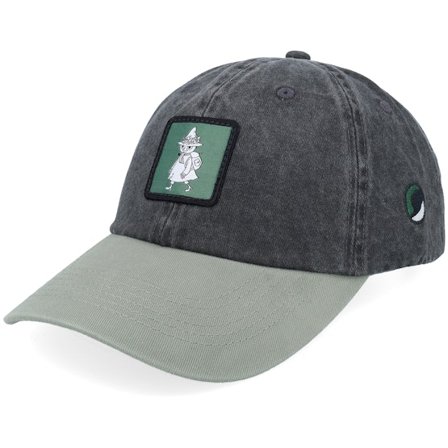 Moomin - Schwarz Unconstructed Cap - Snufkin Washed Black/Olive Dad Cap @ Hatstore