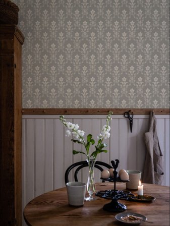 Duro Tapet, Hudiksvalls Teater 037-25 Gammalsvenska Papper, L, Grå, Färg & tapeter