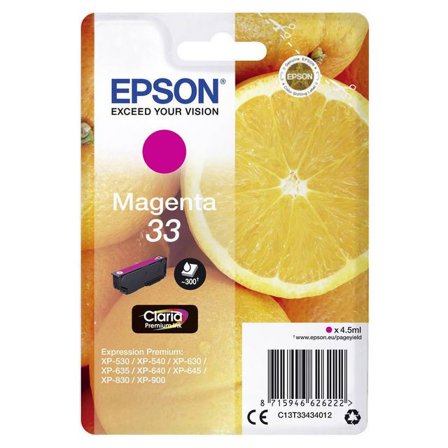 EPSON Bläckpatron 33, C13T33434012, Orange, Claria Premium, magenta, singelförpackning - Lyreco - Toner och bläck - Bläckpatroner - Bläckpatroner 