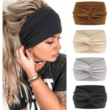 Boho Pandebånd Damer 4 stk, Pandebånd / Svedbånd / Hårbånd – Brede, Flerfarvede, Svedabsorberende