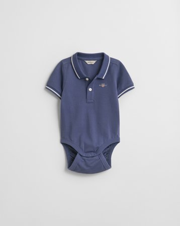 GANT Kinder Piqué Body mit kontrastierenden Randstreifen (80) Blau
