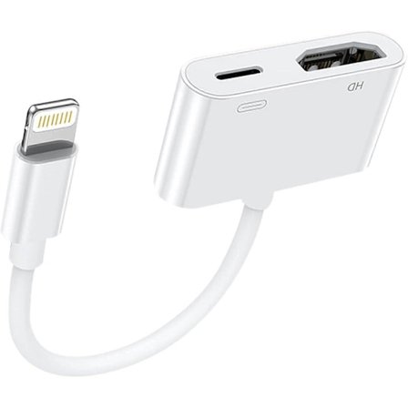 HDMI Adapter til iPhone til TV, [Apple MFi Certificeret] 1080P Digital AV Lightning Adapter, Plug and Play Synkroniser Skærm HDMI Stik til iPhone og 