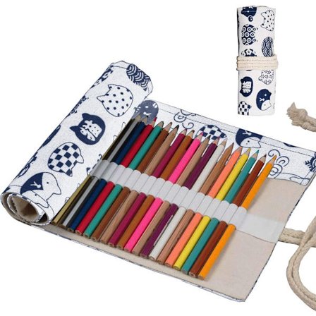 Canvas pennfodral, 72 hål pennfodral, färgat pennfodral Mu