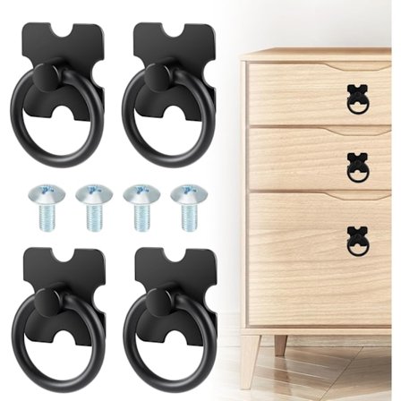 Sett med 4 svarte runde håndtak