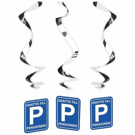 Riippuva koriste Grattis till pensionen 3-pack