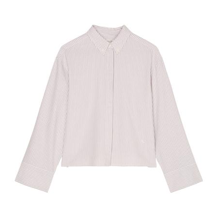 Marc O'Polo Finely striped Bluse with a button-down collar in a cropped fit inbo, Dame