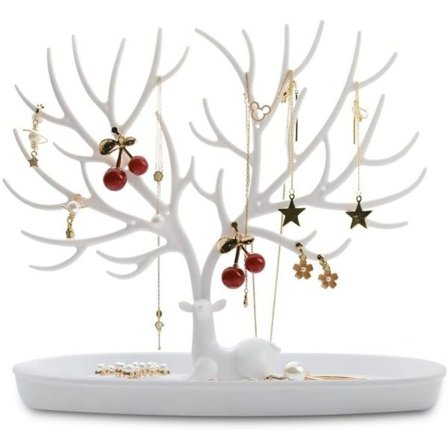 Smyckeshållare i form av en kronhjort, dekorativt smyckesträd, förvaring av halsband