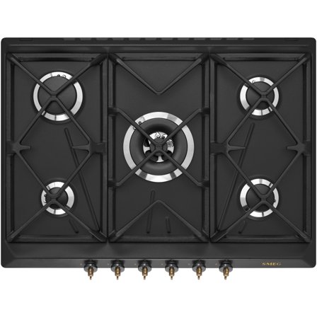 Smeg 70 cm Gasskokeplate med brytere på framsiden, Antrasitt' - 'Antracit