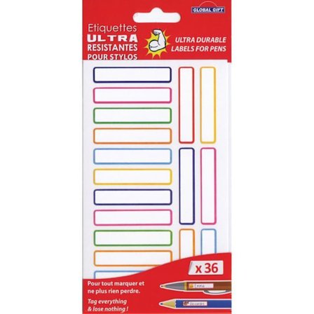 36 laminerade etiketter - Primärfärger - Ultrabeständig