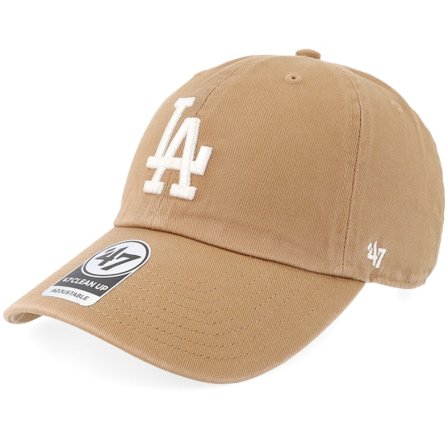 47 Brand - MLB Beige unconstructed Caps - Los Angeles Dodgers MLB Clean Up Camel/White Dad Cap @ Hatstore