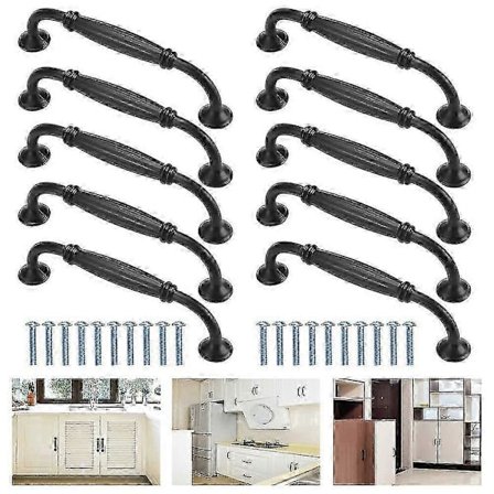 10 kpl Kaapin vetimet 128mm Mustat keittiön kaapin vetimet Oven kaarevat vetimet Huonekalujen laatikon vetimet Kaapin nupit