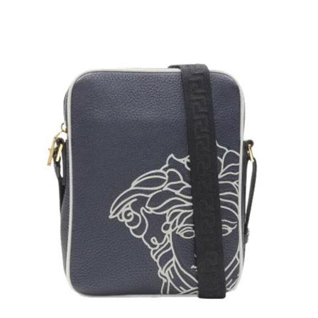 Versace Pre-owned, Pre-owned Leather handbags Blauw, Heren, Maat:ONE Size,nylon,print