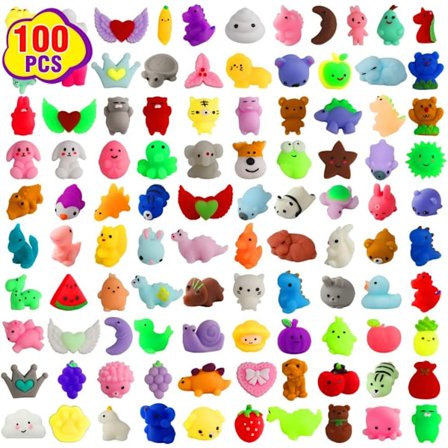 100 st Party Favors för Barn 4-8 År, Mjuka Leksaker Skattkista Leksaker Kawaii Mjuka Leksaker Stress Relief Mjuka Fidget Leksaker - Perfekt