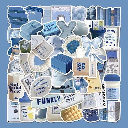 #50 blå simple klistermærker vandtætte diy klistermærker#