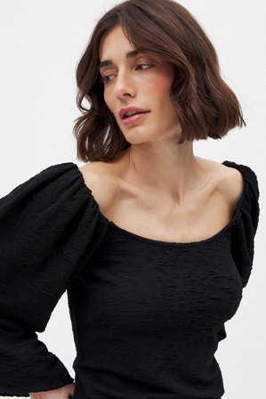 NA-KD Topp med puffärmar - Toppar med puffärm - Svart - M